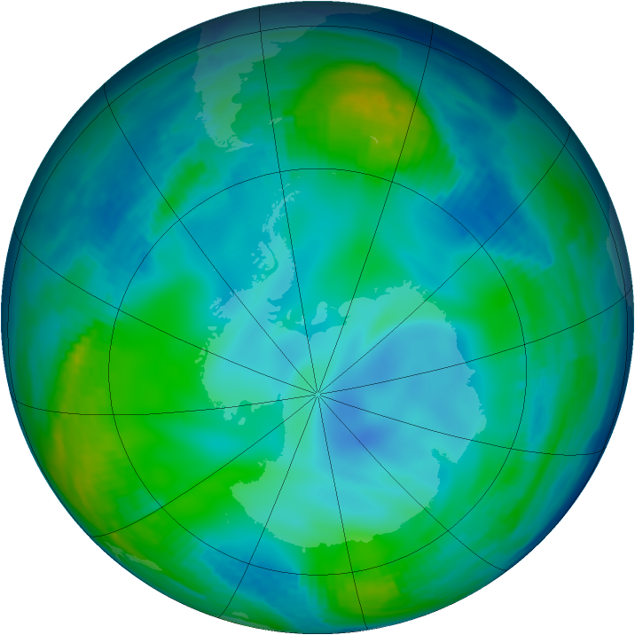 Antarctic ozone map for 27 June 1997